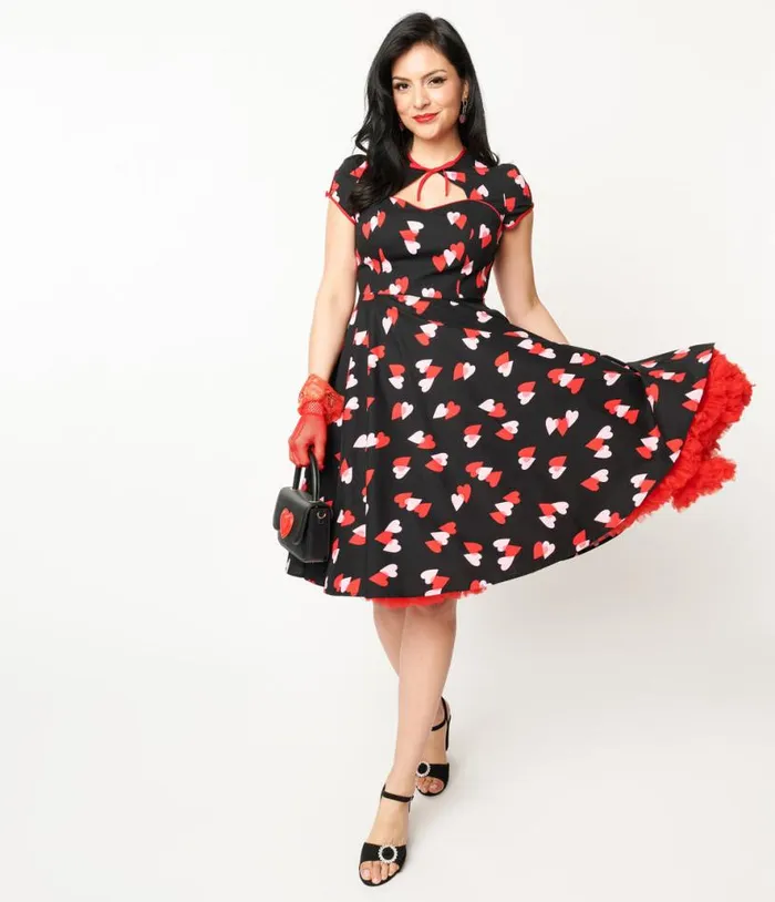 Hell Bunny Pink and Red Heart Confetti Swing Dress Dresses Unique Vintage Pocket Dresses Hell Bunny Pink and Red Heart Confetti Swing Dress Dresses Unique Vintage Pocket Dresses