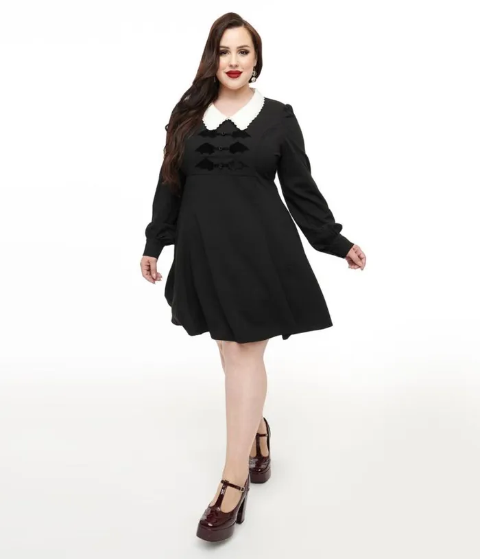 Hell Bunny Plus Size 1960s Black Batilda Mini Dress Halloween Unique Vintage Dresses Hell Bunny Plus Size 1960s Black Batilda Mini Dress Halloween Unique Vintage Dresses