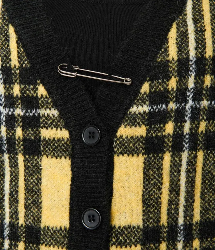Hell Bunny Yellow and Black Plaid Cardigan ClothingPlus Unique Vintage Sweaters and Cardigans