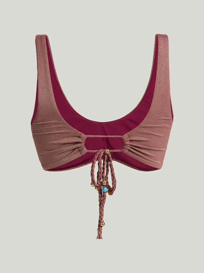 High Shine Metallic Top Bronze Metallic Women Wolford Swimwear