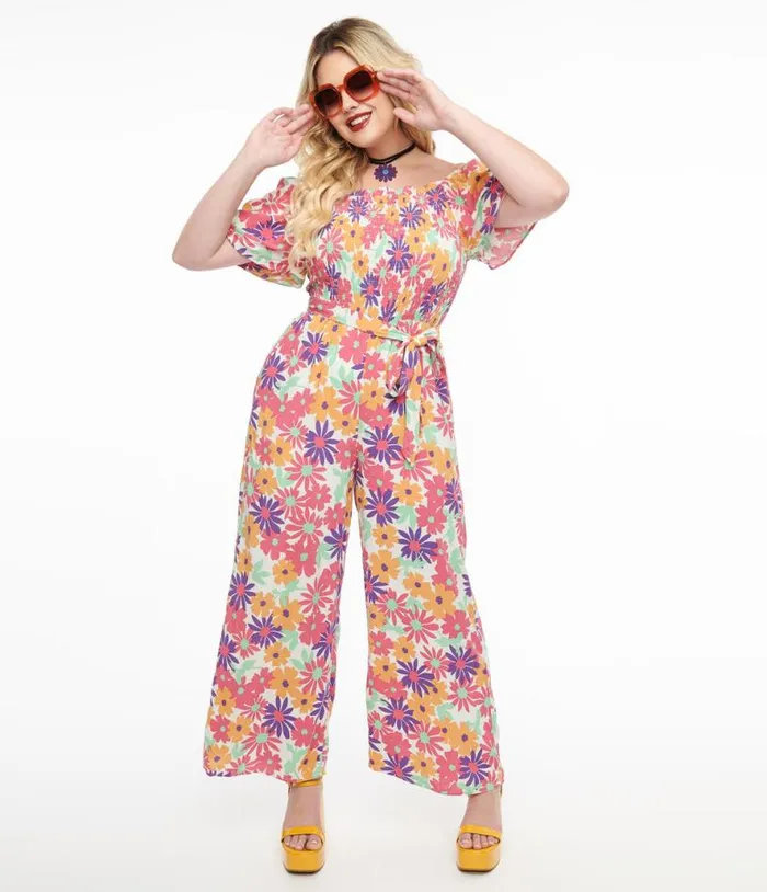 Hot Pink and Purple Floral Flutter Sleeve Jumpsuit Clothing Unique Vintage Rompers and Jumpsuits Hot Pink and Purple Floral Flutter Sleeve Jumpsuit Clothing Unique Vintage Rompers and Jumpsuits