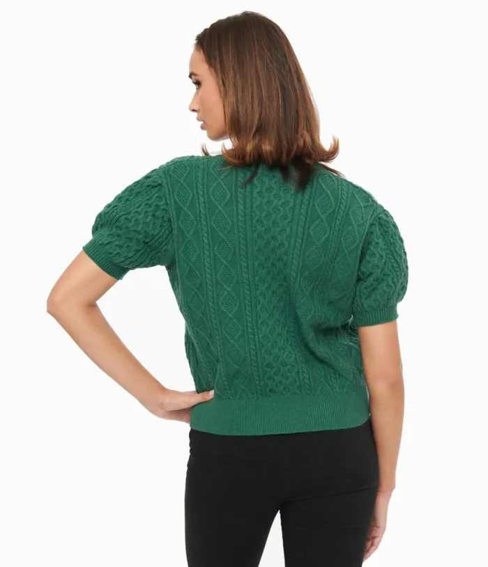 Hunter Green Cable Knit Short Sleeve Sweater Clothing Unique Vintage Sweaters and Cardigans Hunter Green Cable Knit Short Sleeve Sweater Clothing Unique Vintage Sweaters and Cardigans