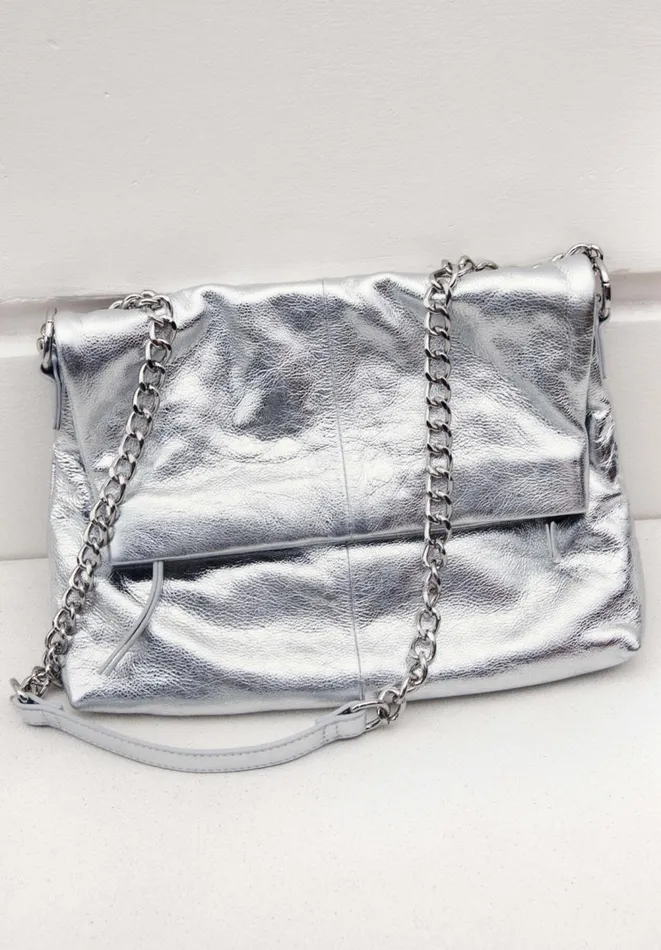 Hush Bags Women Perrie Chain Leather Crossbody Bag Silver Hush Bags Women Perrie Chain Leather Crossbody Bag Silver