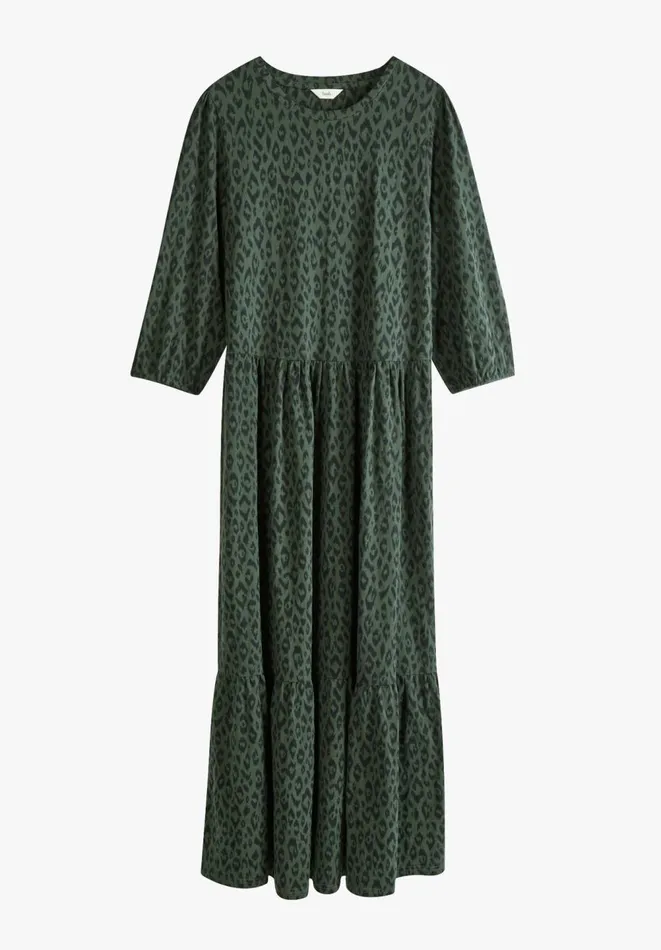 Hush Dresses Women Athena Jersey Cotton Tier Dress Animal Ikat Khaki Hush Dresses Women Athena Jersey Cotton Tier Dress Animal Ikat Khaki