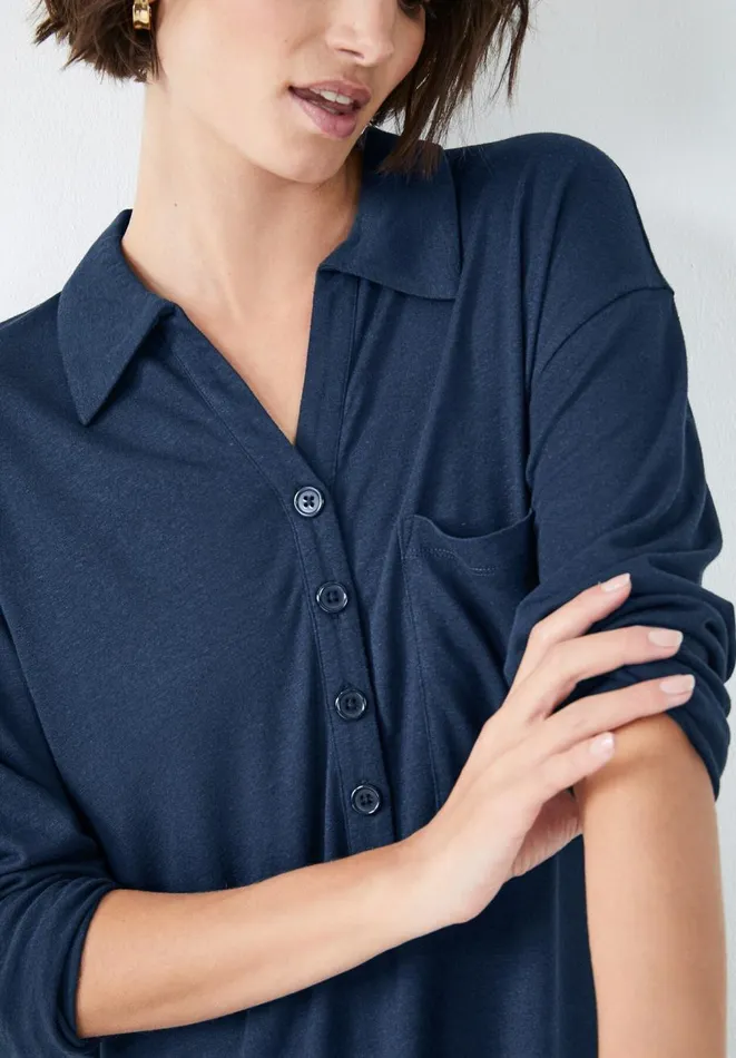 Hush Dresses Women Chesten Linen Blend Jersey Dress Midnight Navy Hush Dresses Women Chesten Linen Blend Jersey Dress Midnight Navy