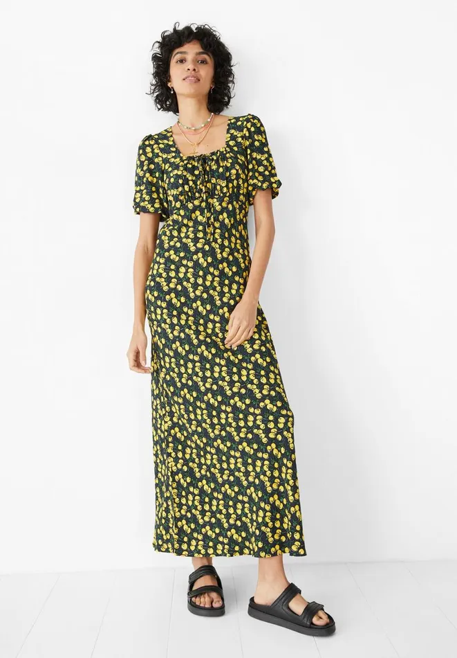 Hush Dresses Women Esther Midi Dress Cherries Yellowblack