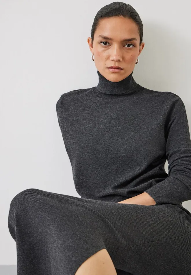 Hush Dresses Women Harper Roll Neck Midi Dress Charcoal Marl Hush Dresses Women Harper Roll Neck Midi Dress Charcoal Marl