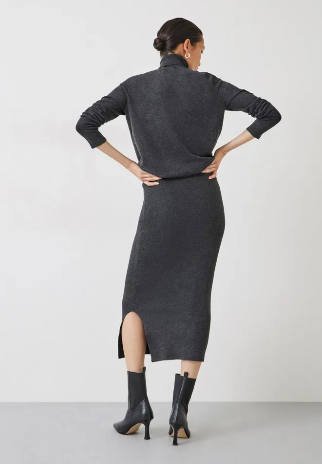 Hush Dresses Women Harper Roll Neck Midi Dress Charcoal Marl Hush Dresses Women Harper Roll Neck Midi Dress Charcoal Marl