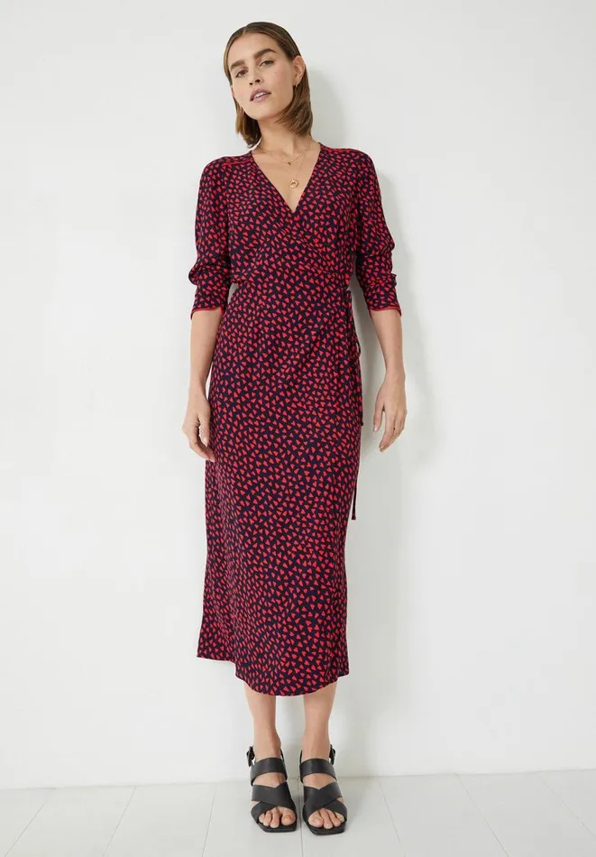 Hush Dresses Women Meghan Midi Wrap Dress Hearts Navyred