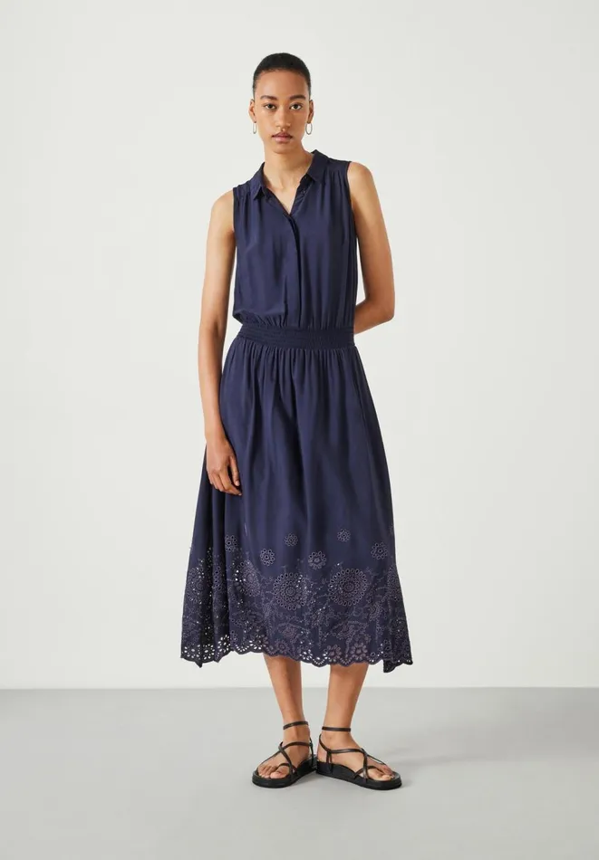 Hush Dresses Women Sleeveless Broderie Kensington Midi Dress Midnight Navy