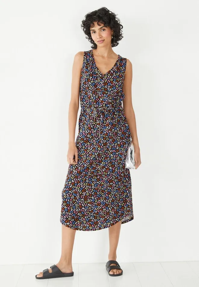 Hush Dresses Women VNeck Cotton Jersey Midi Dress Soft Leopard Blackmulti