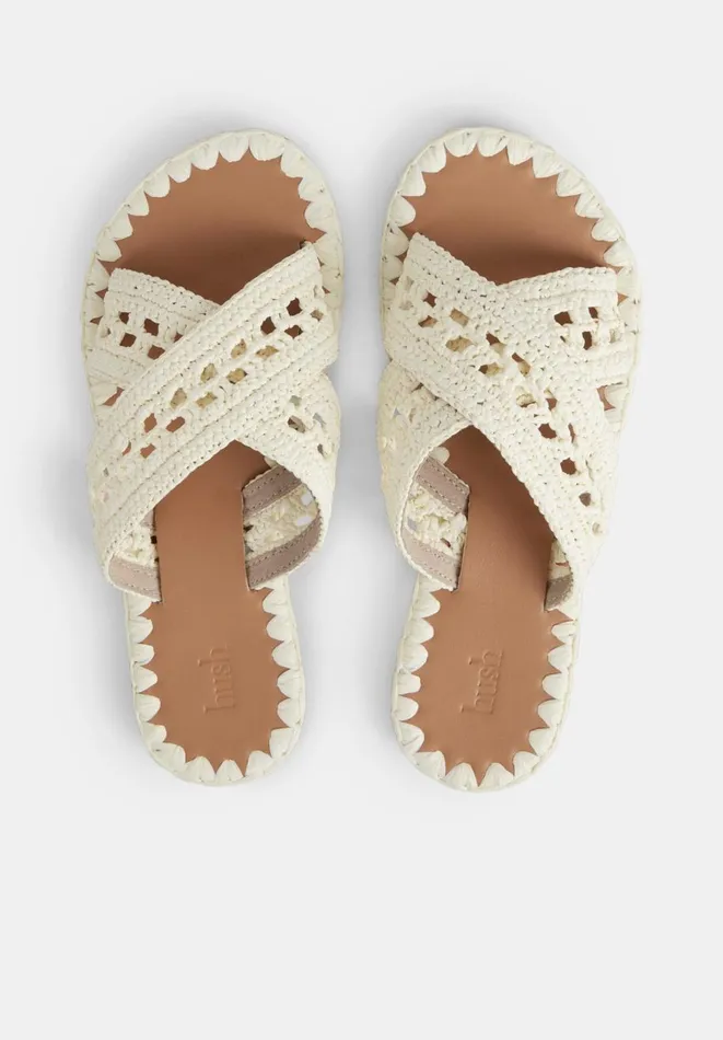 Hush Flats Women Azores Crochet Sandals Ecru Hush Flats Women Azores Crochet Sandals Ecru