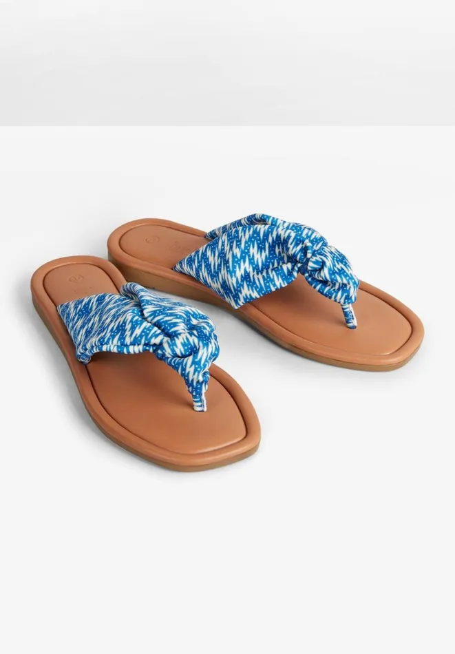 Hush Flats Women Tahiti Knotted Sandals Blue White Hush Flats Women Tahiti Knotted Sandals Blue White