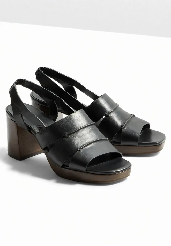 Hush Heels Women Fiona Leather Platform Sandals Black Hush Heels Women Fiona Leather Platform Sandals Black