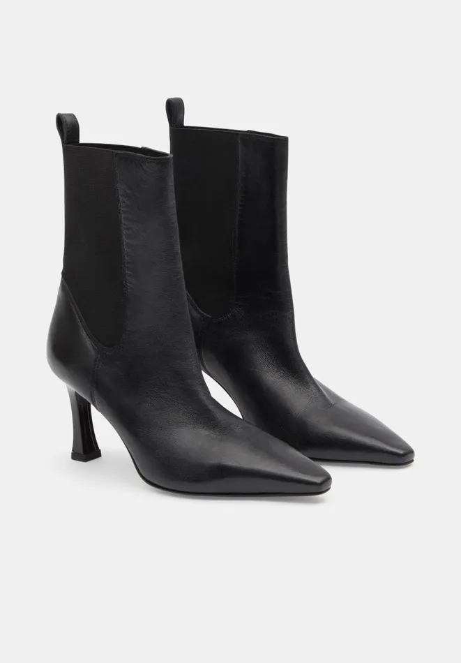 Hush Heels Women Leather Chelsea Stiletto Boots Black Hush Heels Women Leather Chelsea Stiletto Boots Black