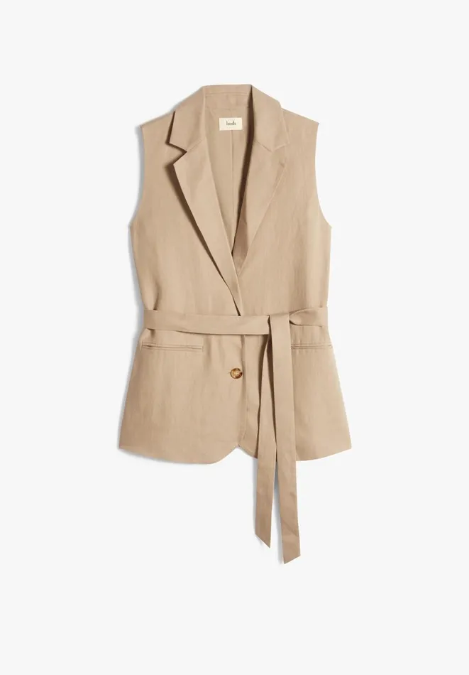 Hush Jackets and Coats Women Jolean Sleeveless Blazer Caramel Hush Jackets and Coats Women Jolean Sleeveless Blazer Caramel