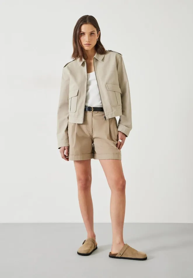 Hush Jackets and Coats Women Laurie Zip Up Utility Jacket Stone Hush Jackets and Coats Women Laurie Zip Up Utility Jacket Stone