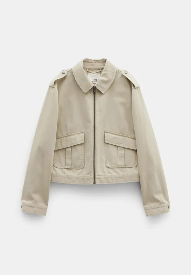 Hush Jackets and Coats Women Laurie Zip Up Utility Jacket Stone Hush Jackets and Coats Women Laurie Zip Up Utility Jacket Stone
