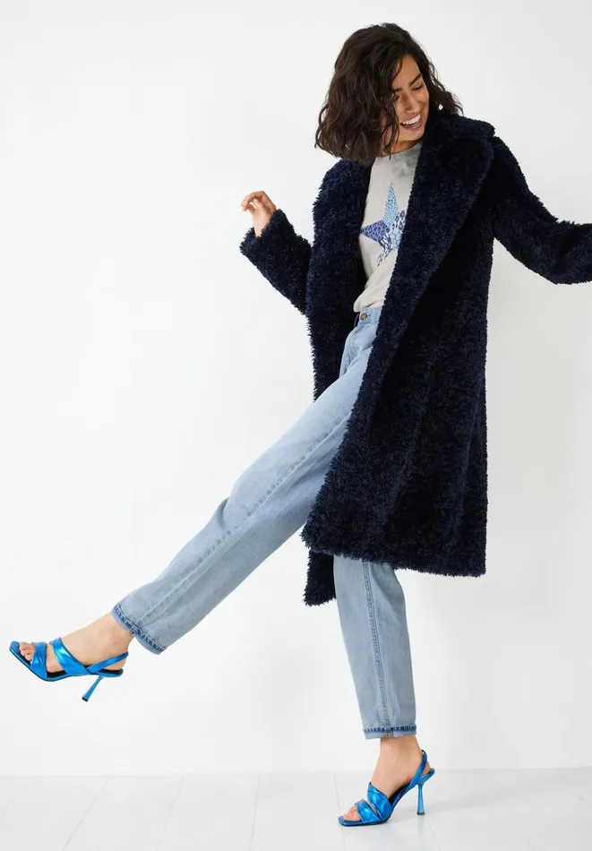 Hush Jackets and Coats Women Leighton Textured Faux Fur Coat Midnight Navy Hush Jackets and Coats Women Leighton Textured Faux Fur Coat Midnight Navy