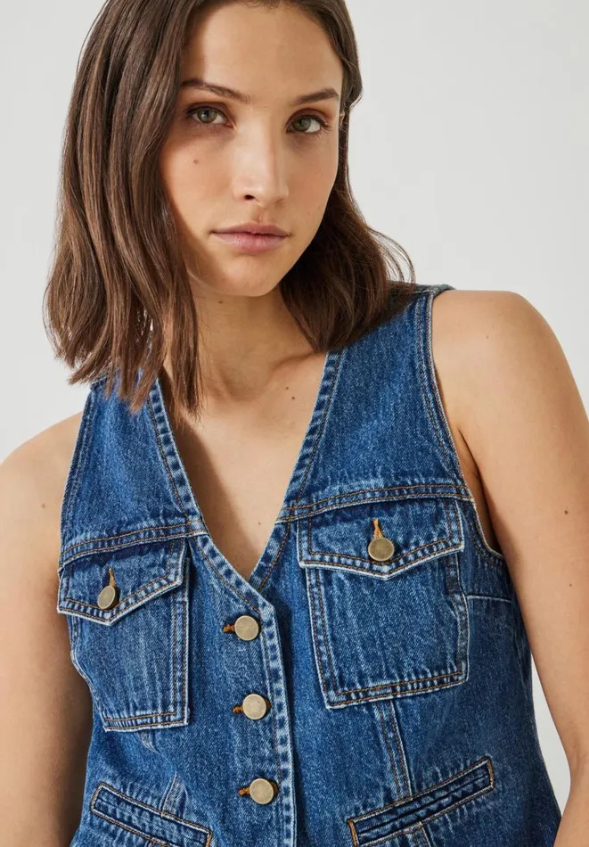 Hush Jackets and Coats Women Sarina Denim Waistcoat Mid Authentic