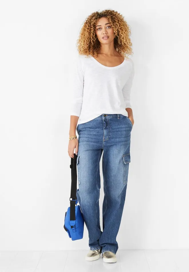 Hush Jeans Women Jenny Cargo Jean Mid Authentic Wash