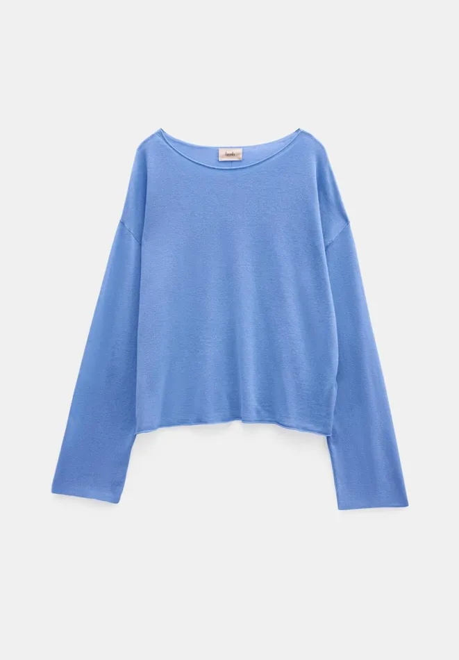 Hush Jumpers and Cardigans Women Aarani Open Neck Linen Top Periwinkle Blue Hush Jumpers and Cardigans Women Aarani Open Neck Linen Top Periwinkle Blue