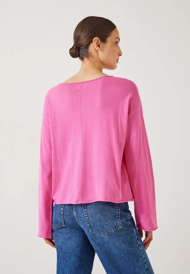 Hush Jumpers and Cardigans Women Aarani Open Neck Linen Top Pink Hush Jumpers and Cardigans Women Aarani Open Neck Linen Top Pink