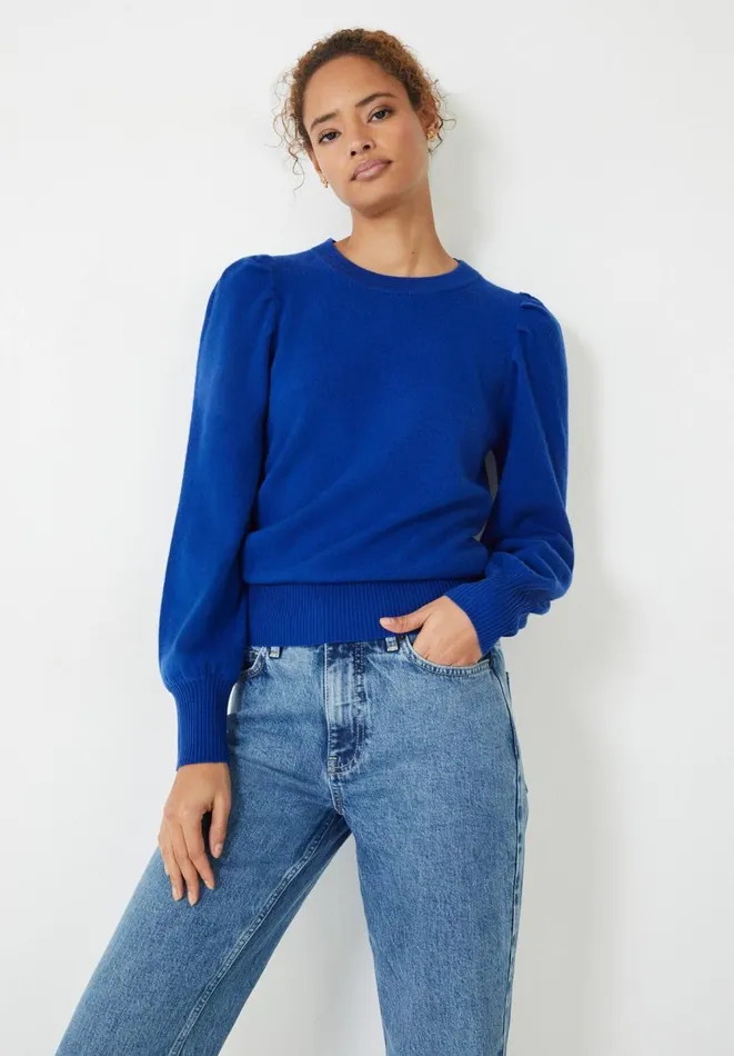 Hush Jumpers and Cardigans Women Lilah Sleeve Detail Knitted Jumper Bright Blue Hush Jumpers and Cardigans Women Lilah Sleeve Detail Knitted Jumper Bright Blue