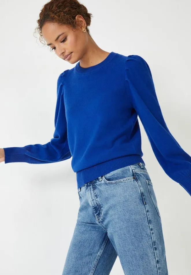Hush Jumpers and Cardigans Women Lilah Sleeve Detail Knitted Jumper Bright Blue Hush Jumpers and Cardigans Women Lilah Sleeve Detail Knitted Jumper Bright Blue