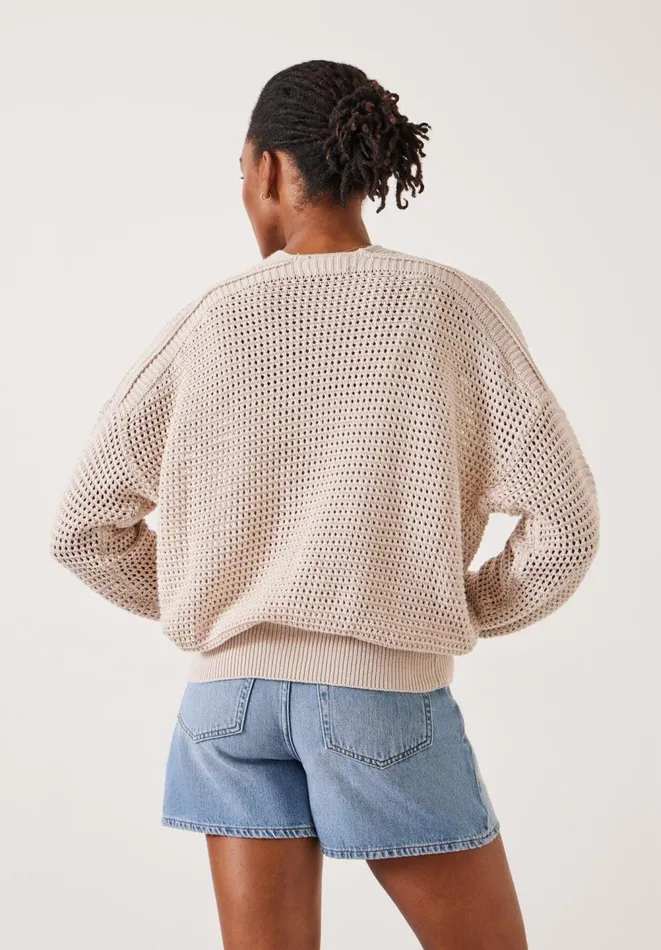 Hush Jumpers and Cardigans Women Poppy Open Stitch V Neck Cotton Jumper Moonshine Hush Jumpers and Cardigans Women Poppy Open Stitch V Neck Cotton Jumper Moonshine