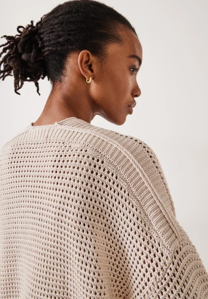 Hush Jumpers and Cardigans Women Poppy Open Stitch V Neck Cotton Jumper Moonshine Hush Jumpers and Cardigans Women Poppy Open Stitch V Neck Cotton Jumper Moonshine