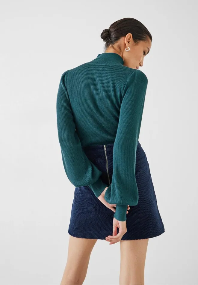 Hush Jumpers and Cardigans Women Ribbed Sleeve Roll Neck Jumper Deep Teal Hush Jumpers and Cardigans Women Ribbed Sleeve Roll Neck Jumper Deep Teal