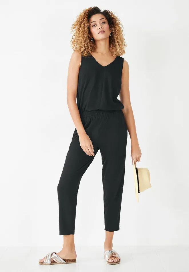 Hush Jumpsuits Women Cropped Jersey Jumpsuit Black