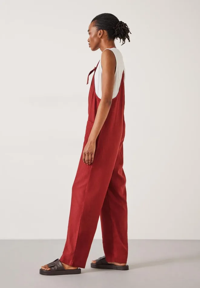 Hush Jumpsuits Women Eliza Linen Blend Dungarees Rust Hush Jumpsuits Women Eliza Linen Blend Dungarees Rust