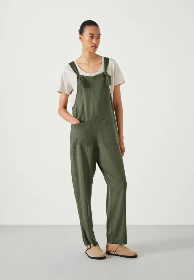 Hush Jumpsuits Women Linen Summer Dungarees Olive