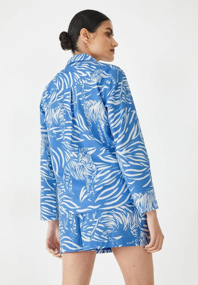 Hush Pyjamas and Nightwear Women Aria Cotton Short Pyjamas Zebra Blueecru