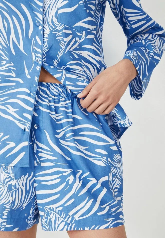 Hush Pyjamas and Nightwear Women Aria Cotton Short Pyjamas Zebra Blueecru