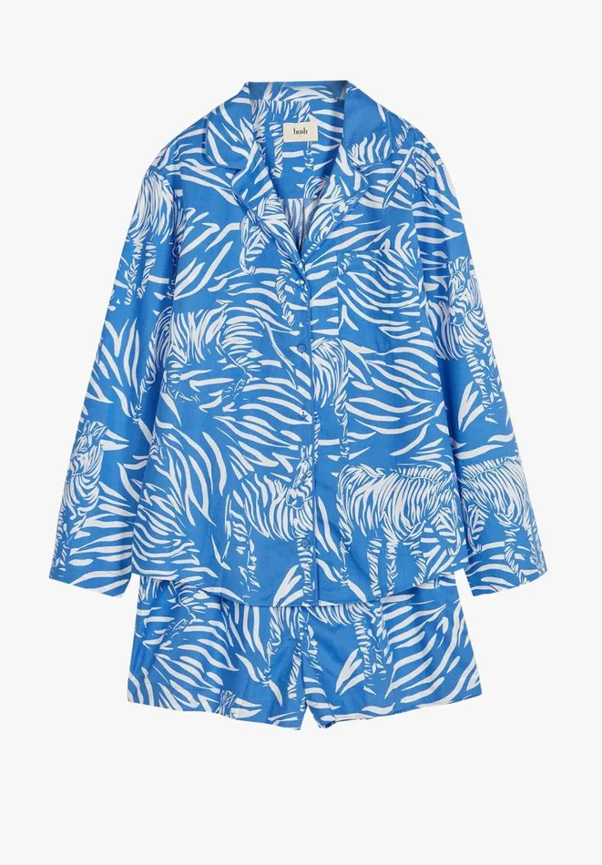 Hush Pyjamas and Nightwear Women Aria Cotton Short Pyjamas Zebra Blueecru