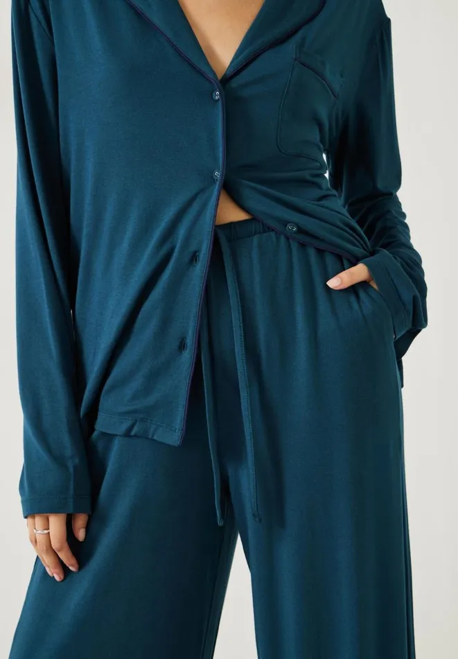 Hush Pyjamas and Nightwear Women Arion Jersey Pyjamas Teal Hush Pyjamas and Nightwear Women Arion Jersey Pyjamas Teal