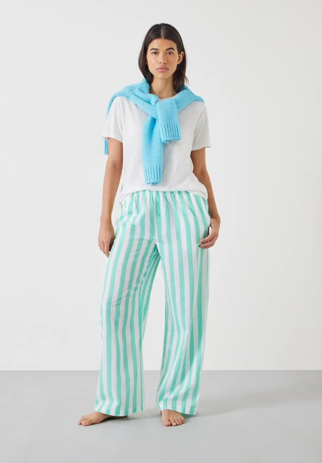 Hush Pyjamas and Nightwear Women Clemmie Cotton Pyjama Trousers Green White Stripe Hush Pyjamas and Nightwear Women Clemmie Cotton Pyjama Trousers Green White Stripe