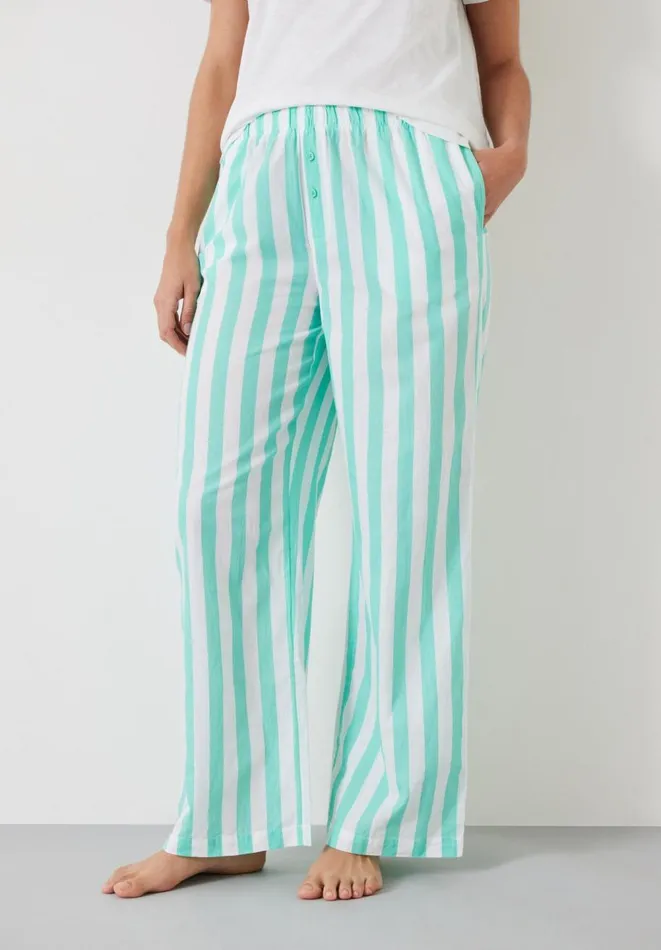 Hush Pyjamas and Nightwear Women Clemmie Cotton Pyjama Trousers Green White Stripe Hush Pyjamas and Nightwear Women Clemmie Cotton Pyjama Trousers Green White Stripe