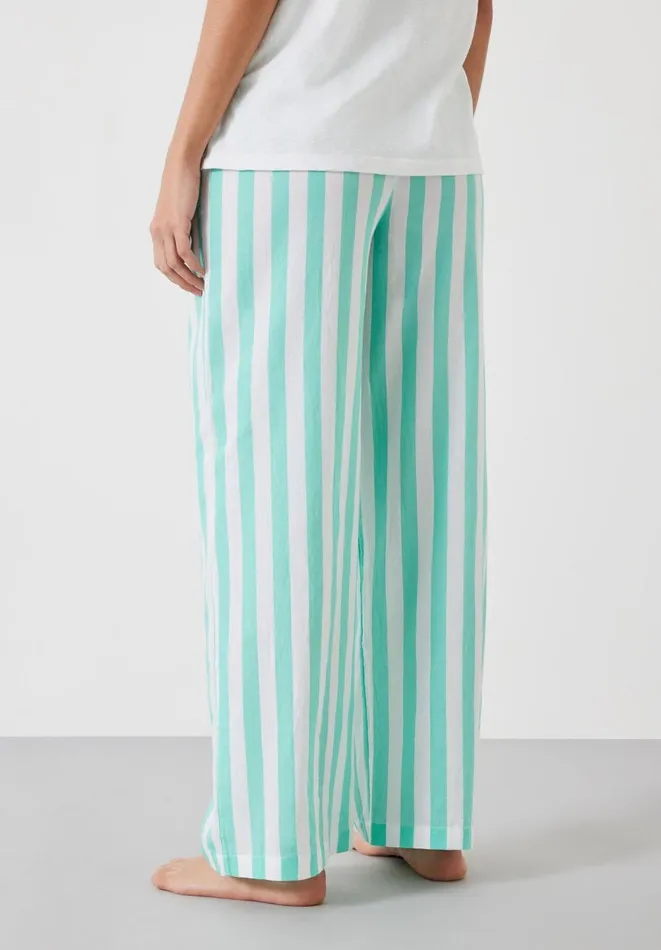Hush Pyjamas and Nightwear Women Clemmie Cotton Pyjama Trousers Green White Stripe Hush Pyjamas and Nightwear Women Clemmie Cotton Pyjama Trousers Green White Stripe