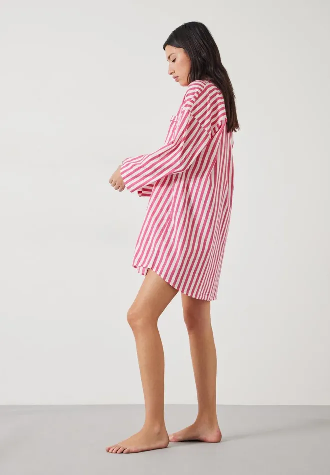 Hush Pyjamas and Nightwear Women Emerson Striped Oversized Nightshirt Fluro Pink White Stripe Hush Pyjamas and Nightwear Women Emerson Striped Oversized Nightshirt Fluro Pink White Stripe