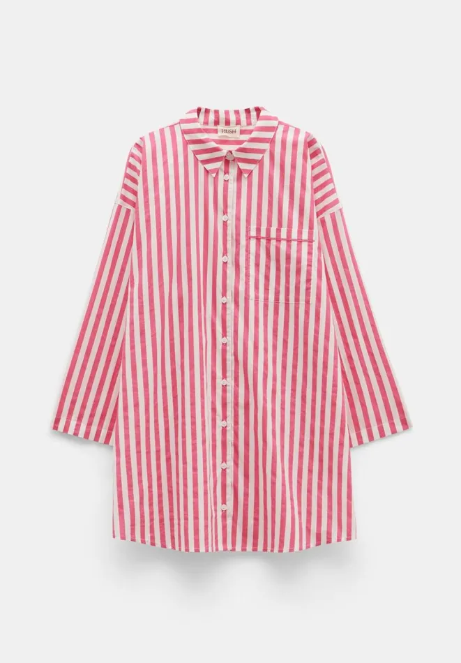 Hush Pyjamas and Nightwear Women Emerson Striped Oversized Nightshirt Fluro Pink White Stripe Hush Pyjamas and Nightwear Women Emerson Striped Oversized Nightshirt Fluro Pink White Stripe
