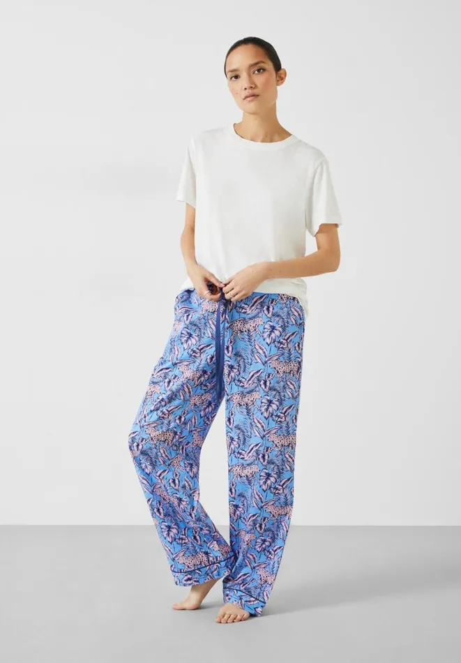 Hush Pyjamas and Nightwear Women Isla Printed Cotton PJ Trousers Jungle Leopard Pinkblue Hush Pyjamas and Nightwear Women Isla Printed Cotton PJ Trousers Jungle Leopard Pinkblue