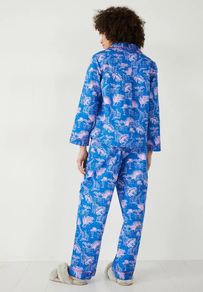 Hush Pyjamas and Nightwear Women Isla Printed Cotton Pyjama Set Savanna Sunset Bluepink Hush Pyjamas and Nightwear Women Isla Printed Cotton Pyjama Set Savanna Sunset Bluepink