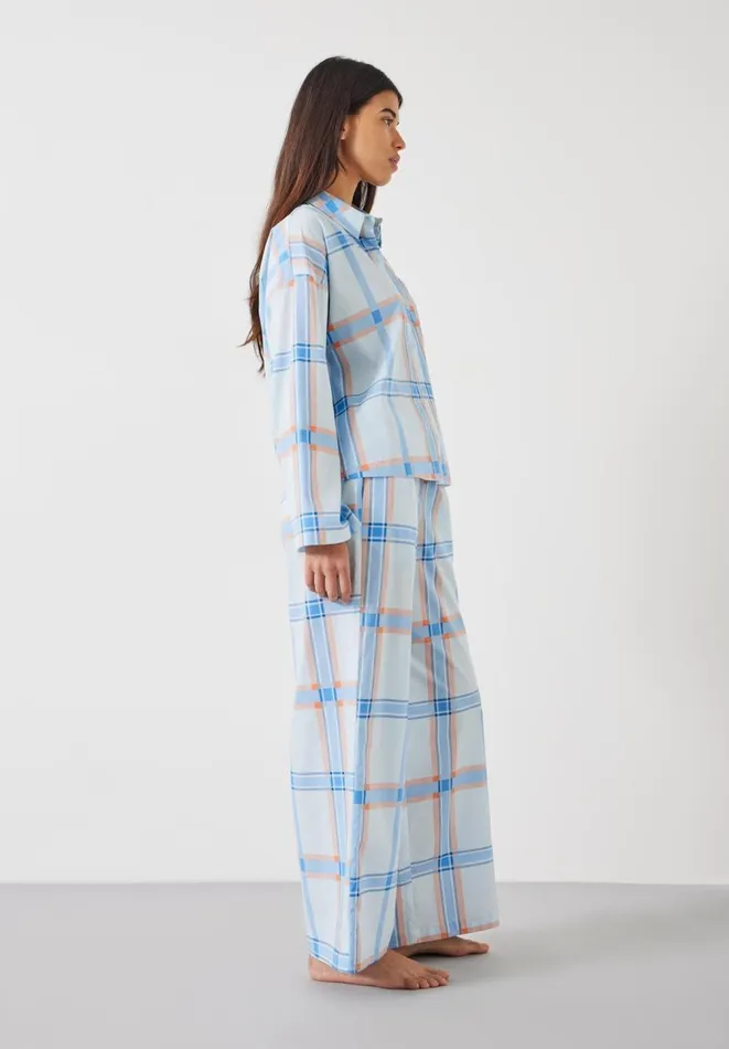 Hush Pyjamas and Nightwear Women Kirby Cotton Wide Leg Pyjamas Set Summer Check Pink Hush Pyjamas and Nightwear Women Kirby Cotton Wide Leg Pyjamas Set Summer Check Pink
