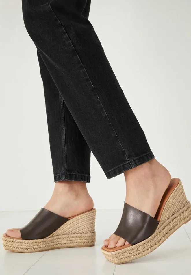 Hush Sandals Women Lujan Mule Espadrille Wedge Dark Brown Hush Sandals Women Lujan Mule Espadrille Wedge Dark Brown