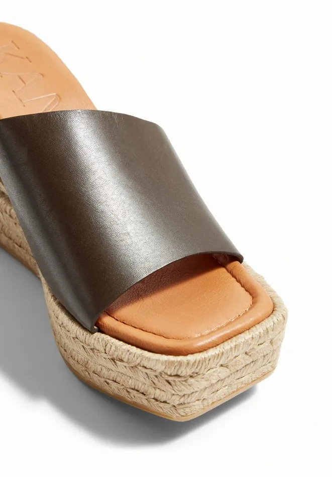 Hush Sandals Women Lujan Mule Espadrille Wedge Dark Brown Hush Sandals Women Lujan Mule Espadrille Wedge Dark Brown