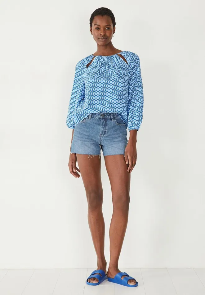 Hush Shirts and Blouses Women Ariella Cut Out Detail Blouse Star Geo Blue Hush Shirts and Blouses Women Ariella Cut Out Detail Blouse Star Geo Blue